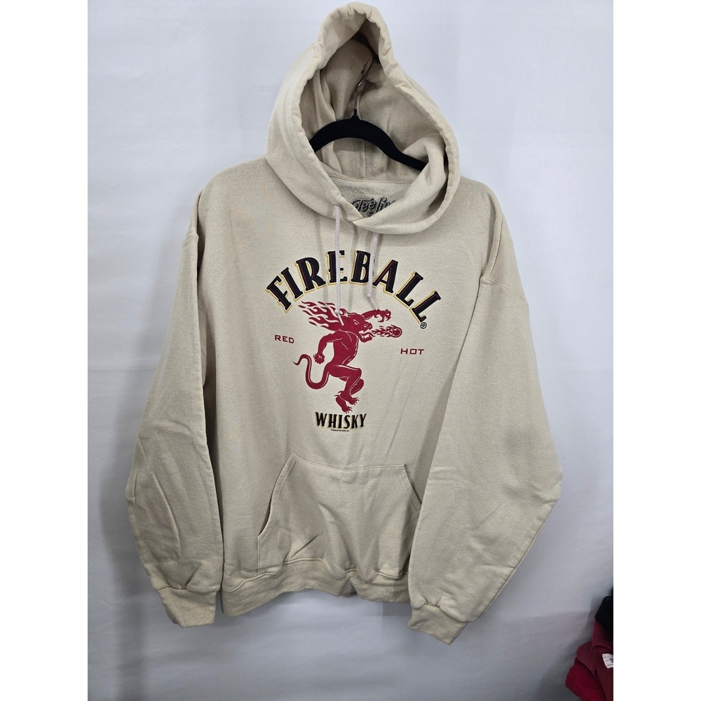 Tee Luv Fireball Whisky Hoodie Mens Large Oatmeal Best Night Ever Graphic Sweat